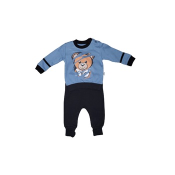 Costum sport, Trening bumbac,Ursulet, albastru-negru Costum sport, Trening bumbac,Ursulet, albastru-negru