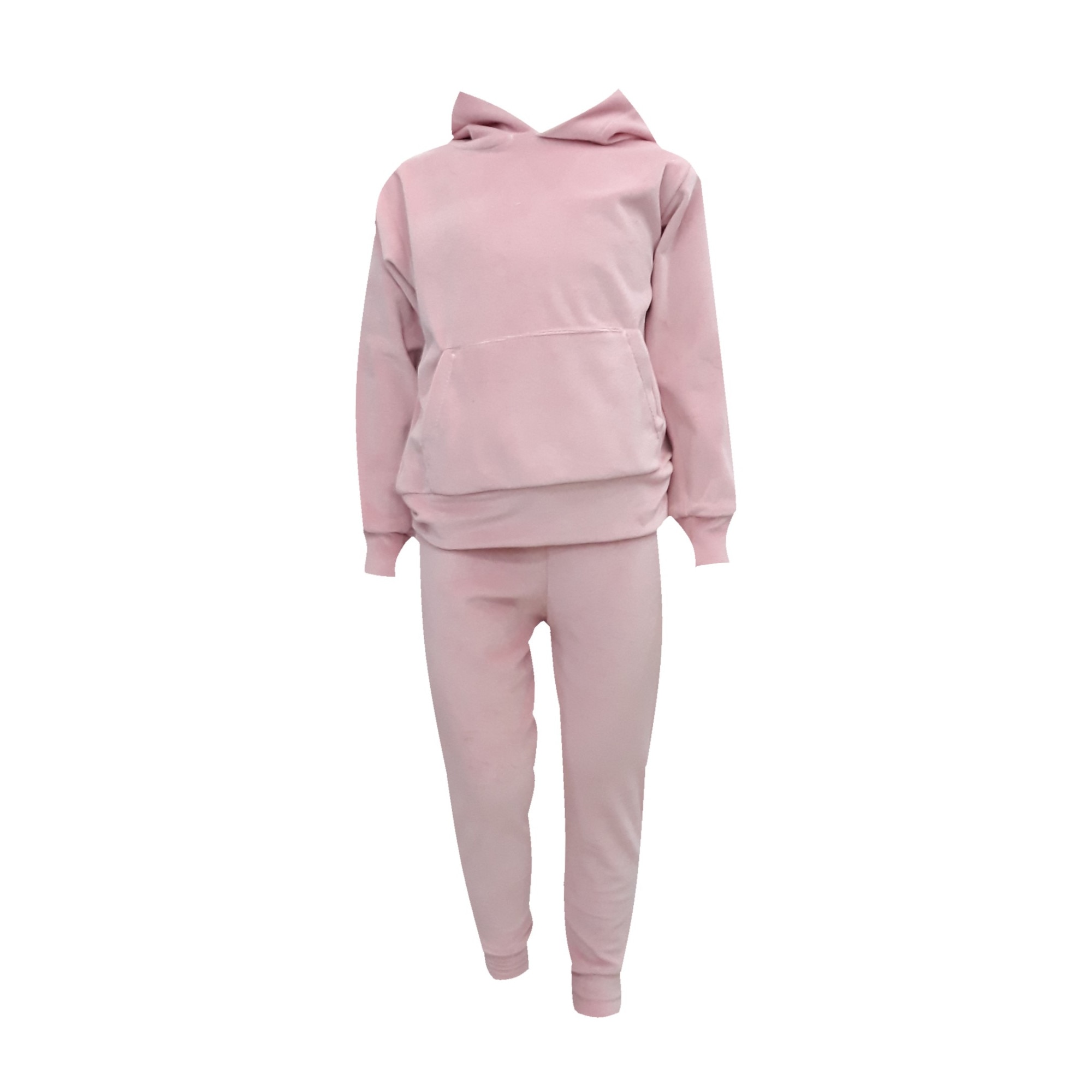 Compleu copii din catifea, doua piese, Roz