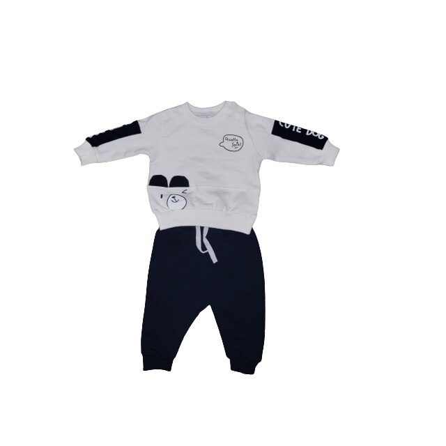 Costum sport, Trening bumbac, 2 piese Alb