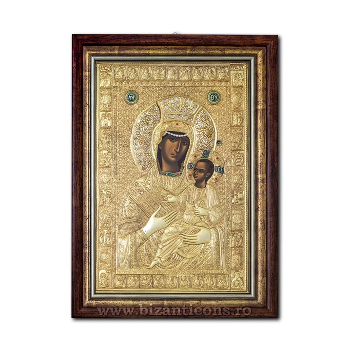 Icoana aurita rama Maica Domnului Vimatarissa - Altarita - Manastirea Vatoped 17,5x25cm