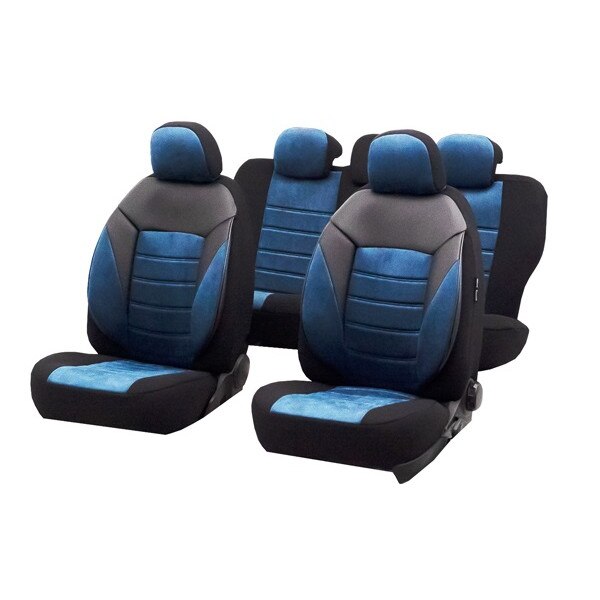 Set huse scaune auto , cu insertii de piele ecologica ,Diamond, 11 piese,Dalauto ,albastru