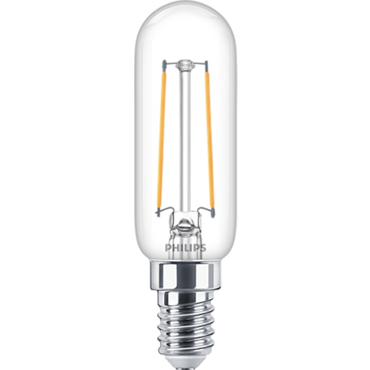 LED крушка Philips Classic T25L, E14, 2.1W (25W), 250 лумена, Топла бяла светлина (2700K), Енергиен клас E