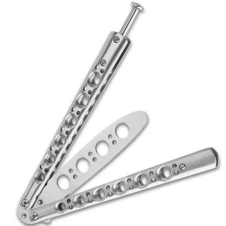 Cutit de antrenament, Balisong, Butterfly Trainer, argintiu