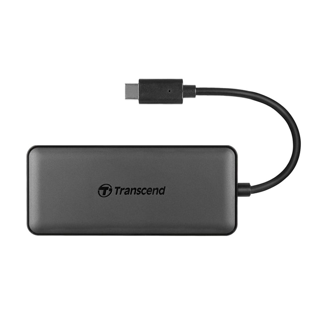 Hub USB Transcend, SD/MicroSD, USB type C, 2 x USB type A, Negru