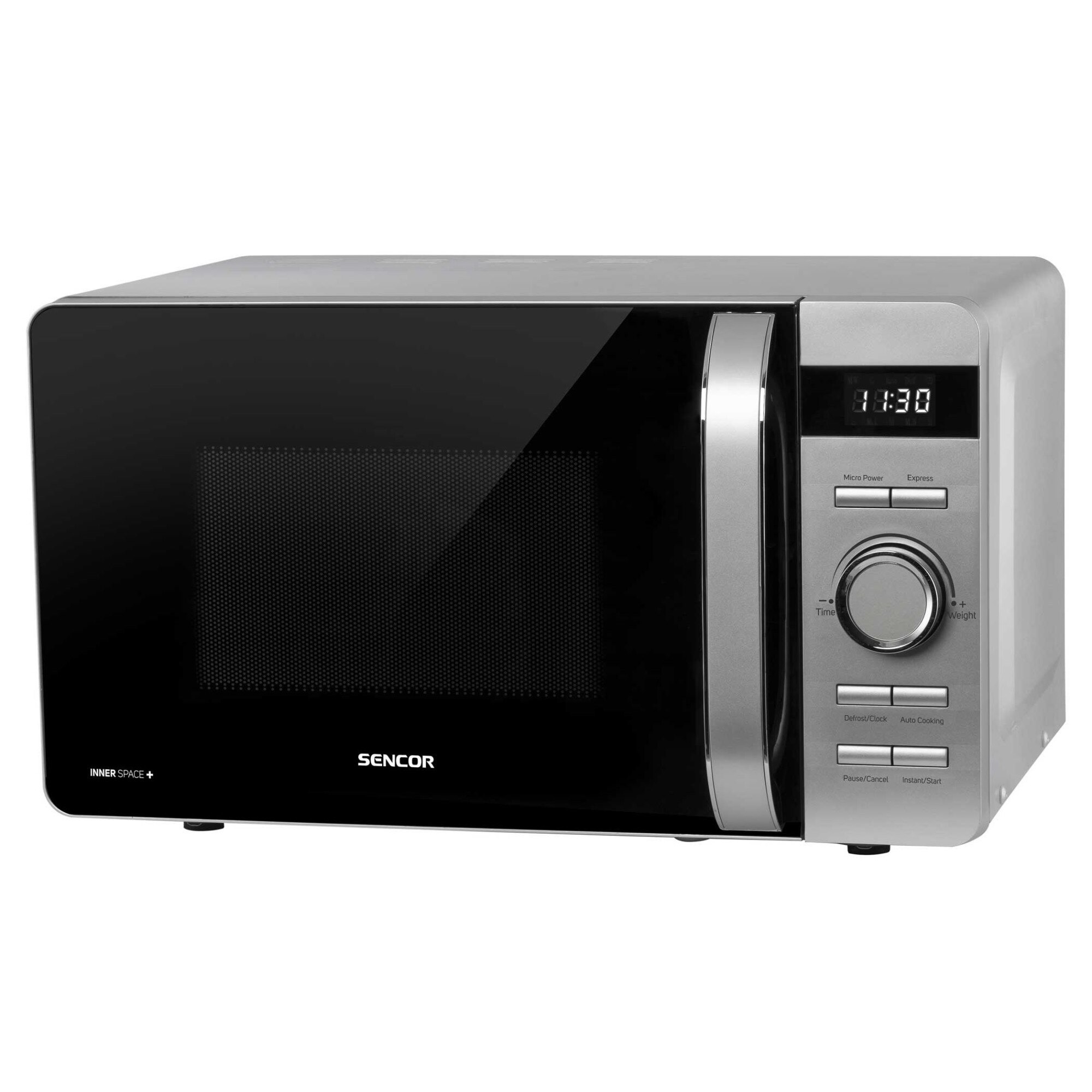 Cuptor cu microunde Sencor SMW 5217SL, 17 l, putere 800W, 8 programe automate, argintiu / negru