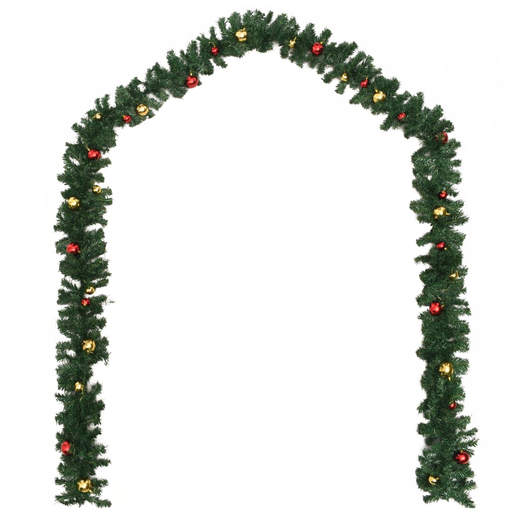 Ghirlanda de Craciun decorata cu globuri vidaXL, PVC, 5 m, Verde