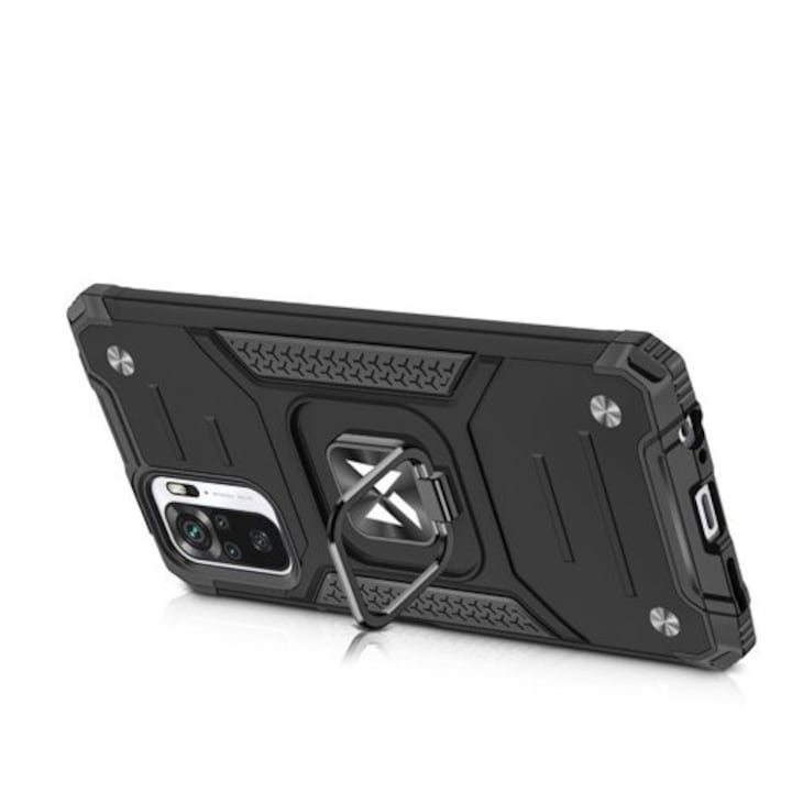 Xiaomi Redmi Note 10 / 10S Wozinsky Ring Armor ütésálló hátlap tok, Fekete