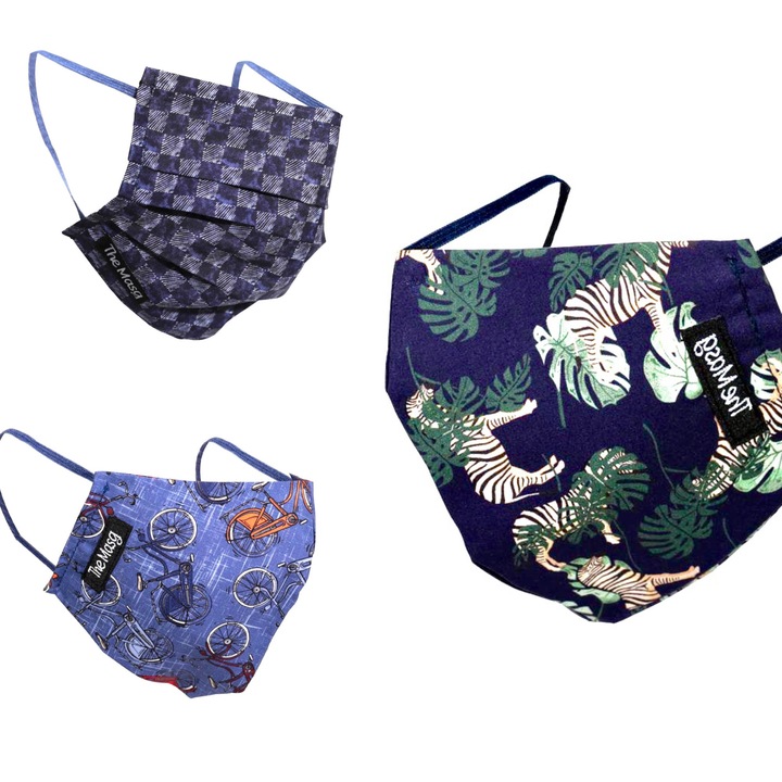 Set 3 masti pentru adulti, The Masg, bumbac organic, multicolor, 2 straturi