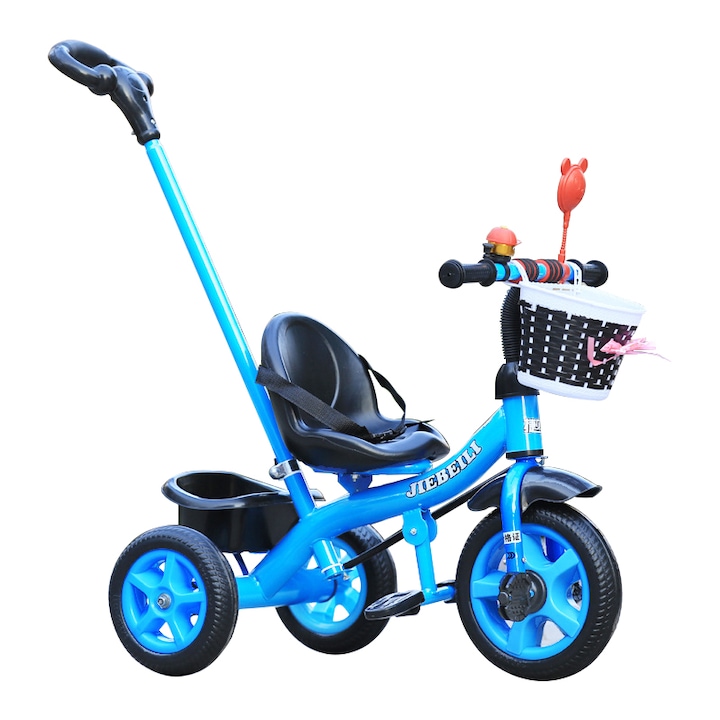 OEM pedálos tricikli, 2-5 éves gyerekeknek, levehető szülői fogantyúval, kék