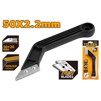 Razuitor rosturi faianta TOLSEN, lama tip diamant din metal dur 50 x 2.2 mm, cap inclinat pentru colturi greu accesibile, maner ergonomic antiderapant, 1 lama de rezerva inclusa, pentru indepartarea chitului vechi dintre placi de gresie si faianta