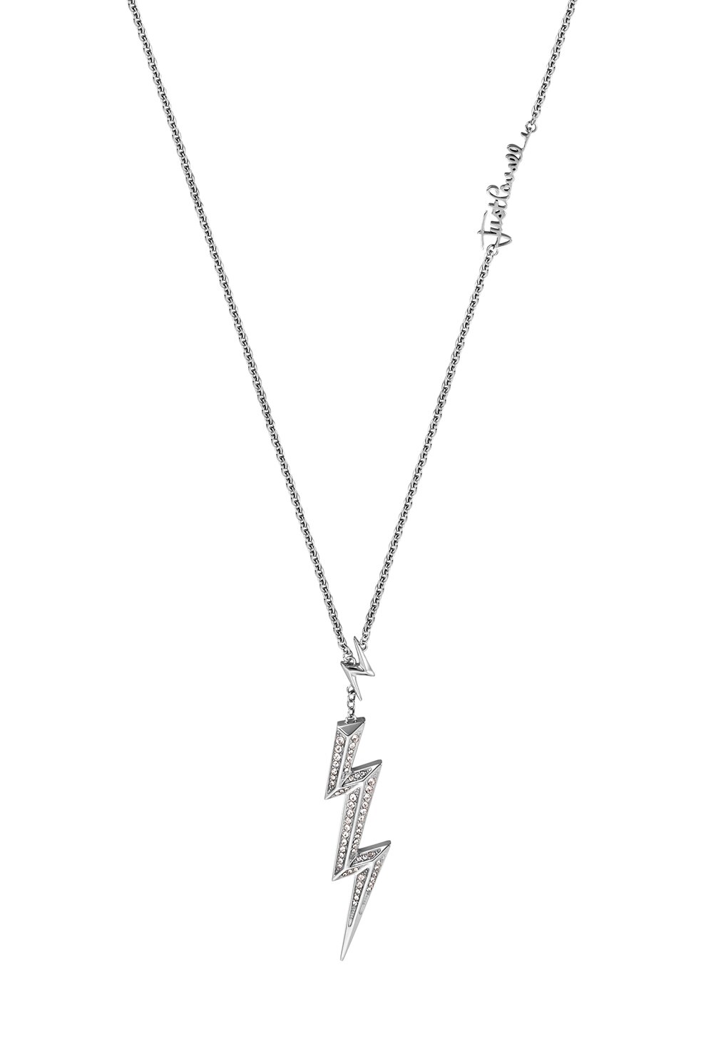 JUST CAVALLI, Colier cu pandantiv in forma de fulger, Argintiu
