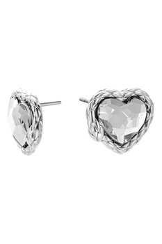 JUST CAVALLI, Cercei cu tija in forma de inima, Argintiu JUST CAVALLI, Cercei cu tija in forma de inima, Argintiu