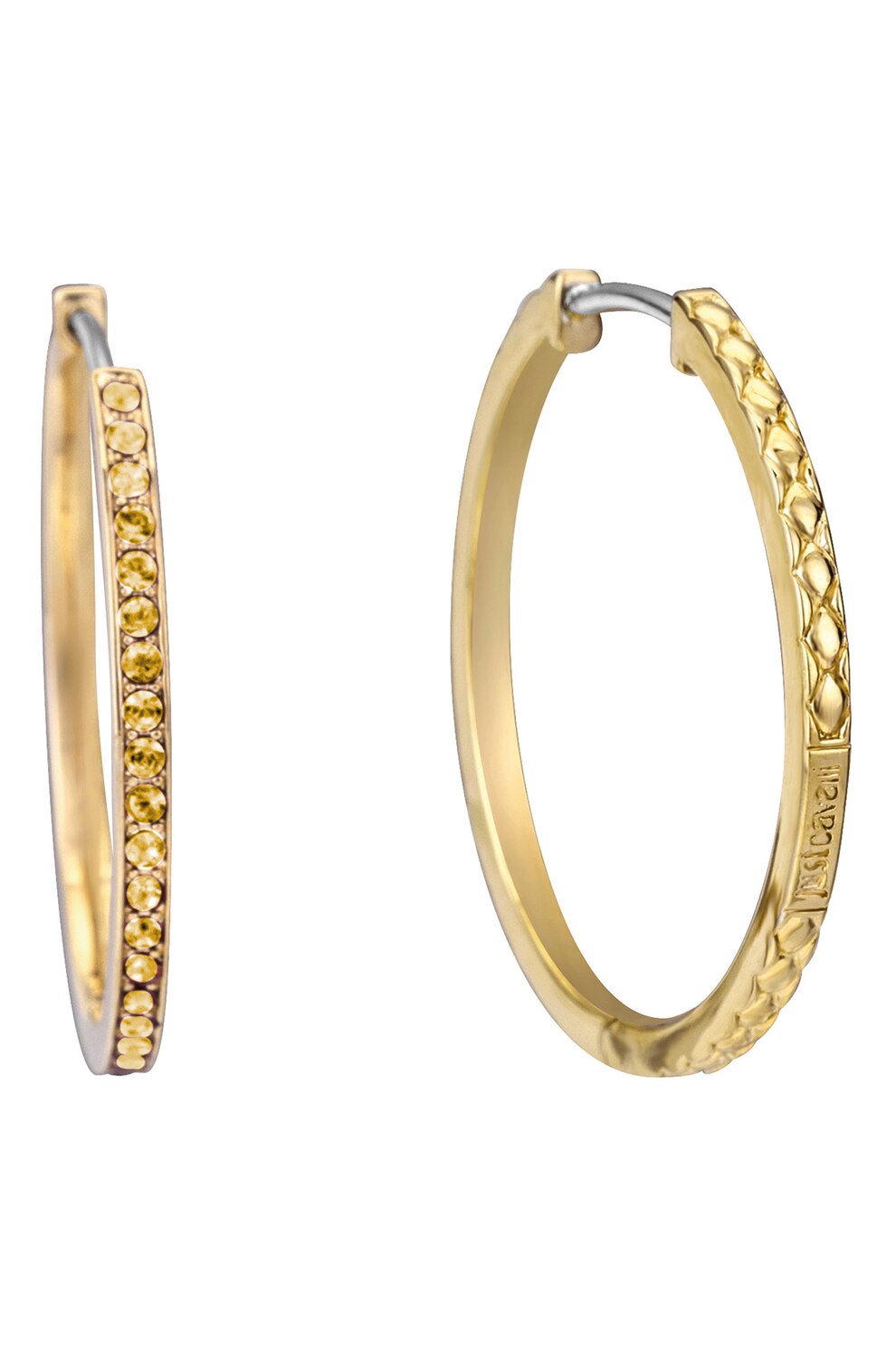 JUST CAVALLI, Cercei rotunzi cu zirconia, Auriu