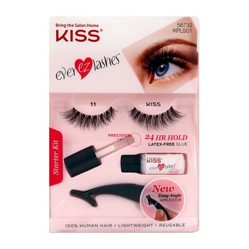 Kit gene false Kiss EverEz Lashes 100% human hair, adevis si aplicator inclus, KPLS01 Kit gene false Kiss EverEz Lashes 100% human hair, adevis si aplicator inclus, KPLS01