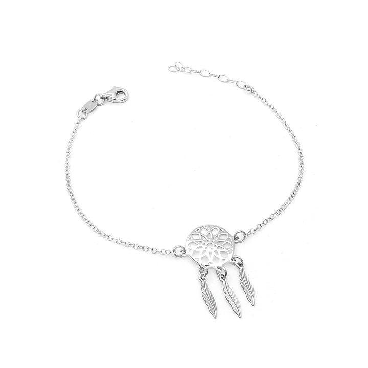 Bratara dama din argint 925 rodiat Dreamcatcher, Talismanul viselor, PersonalStyle