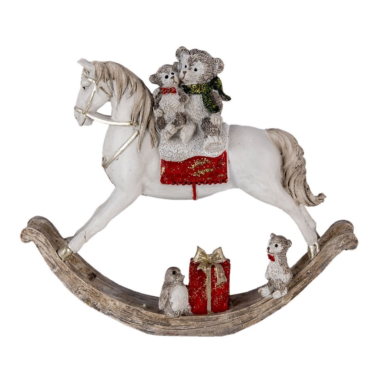 Figurina Calut balansoar cu Ursuleti din polirasina 21 cm x 5 cm x 17 h