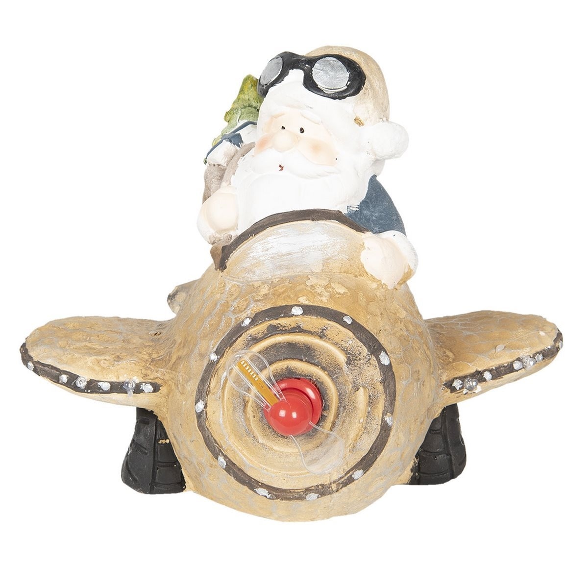 Figurina Mos Craciun in Avion din ceramica 35 cm x 35 cm x 28 h