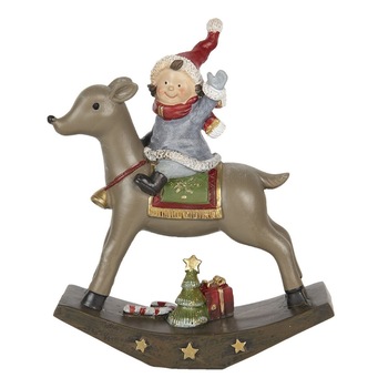 Figurina Ren pe balansoar cu Copil din polirasina 16 cm x 5 cm x 19 h Figurina Ren pe balansoar cu Copil din polirasina 16 cm x 5 cm x 19 h