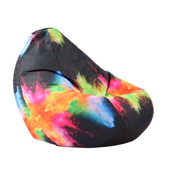 Fotoliu Puf tip Sac Nirvana Grande, Colour Festival, Imprimat, pretabil si la exterior, umplut cu perle polistiren Fotoliu Puf tip Sac Nirvana Grande, Colour Festival, Imprimat, pretabil si la exterior, umplut cu perle polistiren