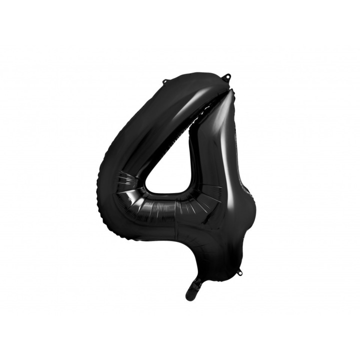 Балон номер 4 черно фолио 86см