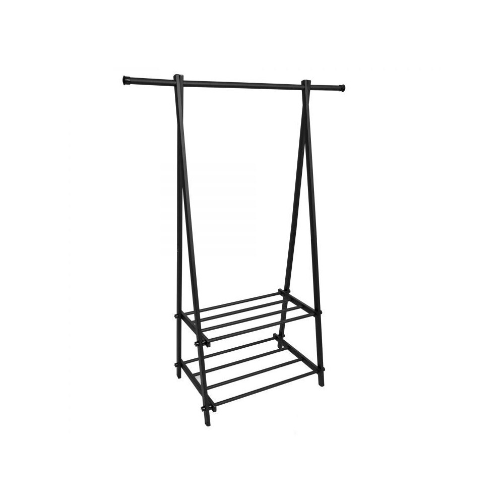 Cuier Bigshot BS0311FBLK, cu 2 Rafturi pentru Incaltaminte, Confectionat din Otel, Maxim 50 kg, 150 x 64.5 x 43.5 cm, Negru