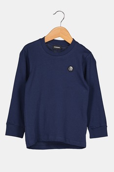 Diesel, Bluza de bumbac cu logo, Indigo, 106 CM Diesel, Bluza de bumbac cu logo, Indigo, 106 CM