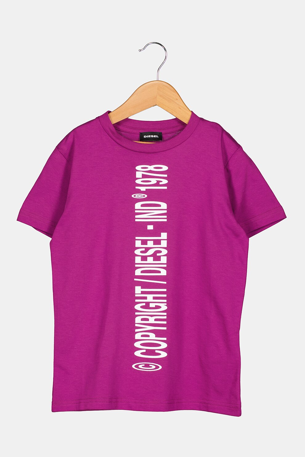 Diesel, Tricou de bumbac cu imprimeu text, Violet tyrian/Alb