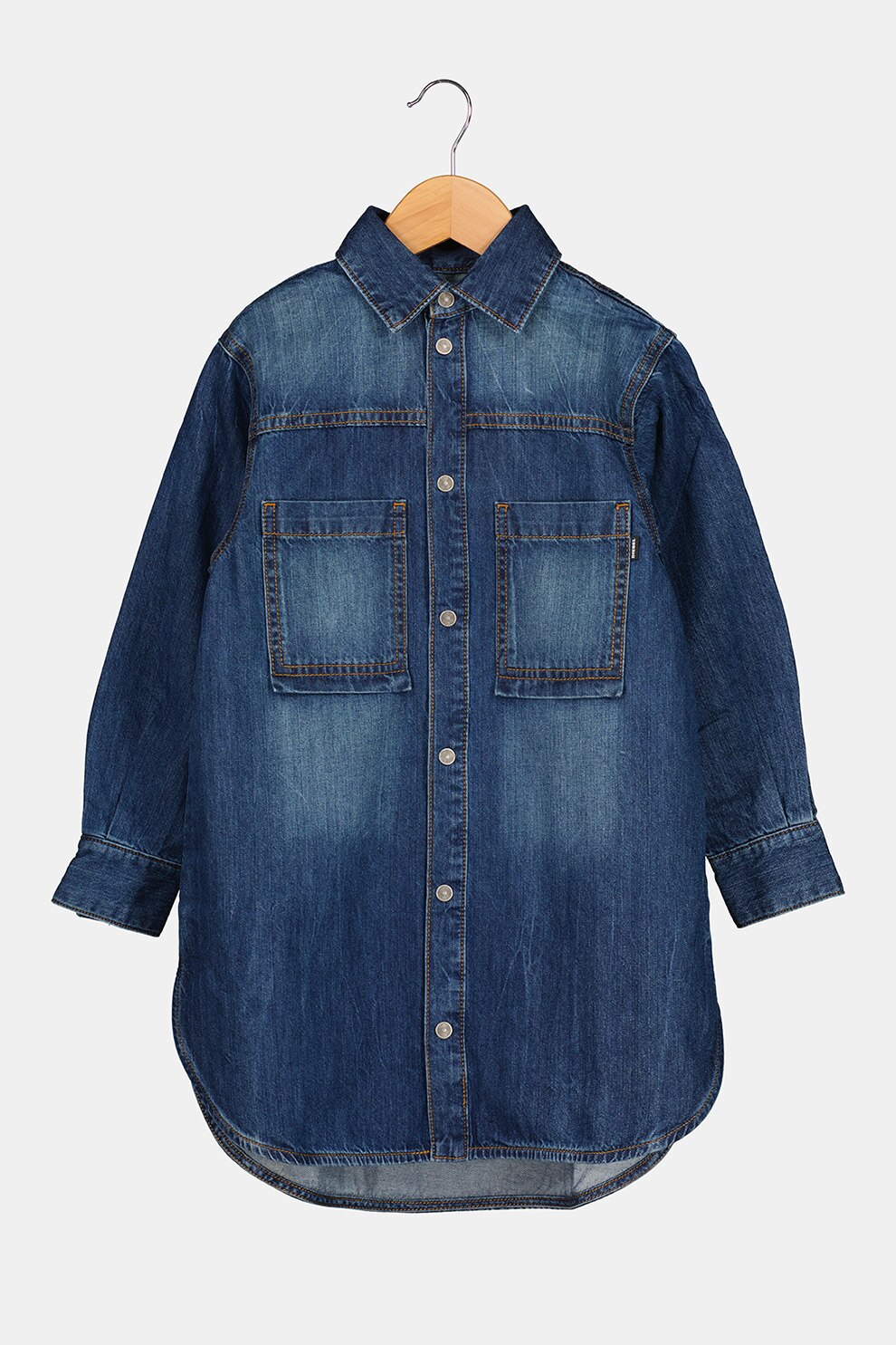 Diesel, Rochie-camasa de denim cu buzunare, Albastru inchis