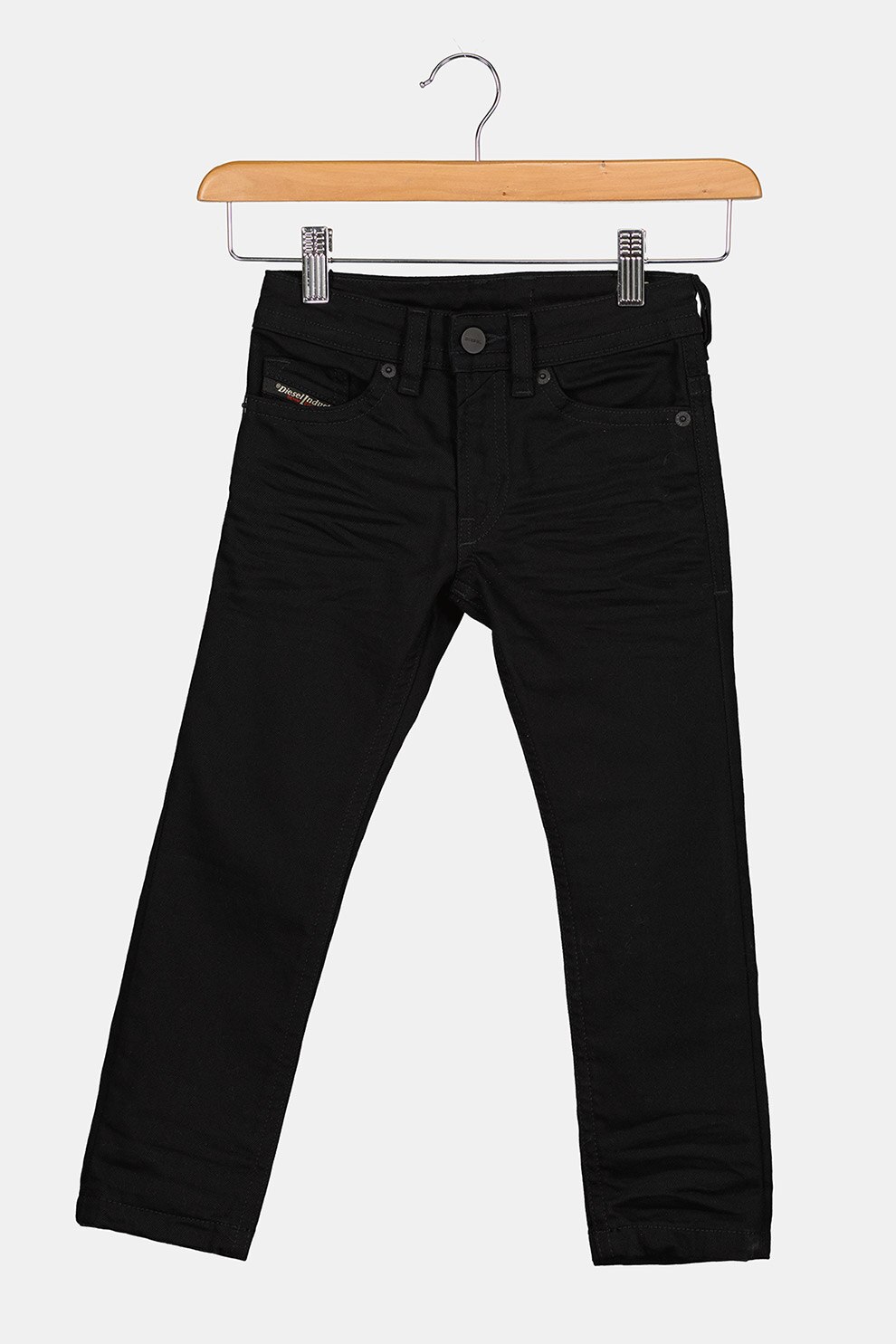 Diesel, Blugi skinny cu aplicatie logo, Negru