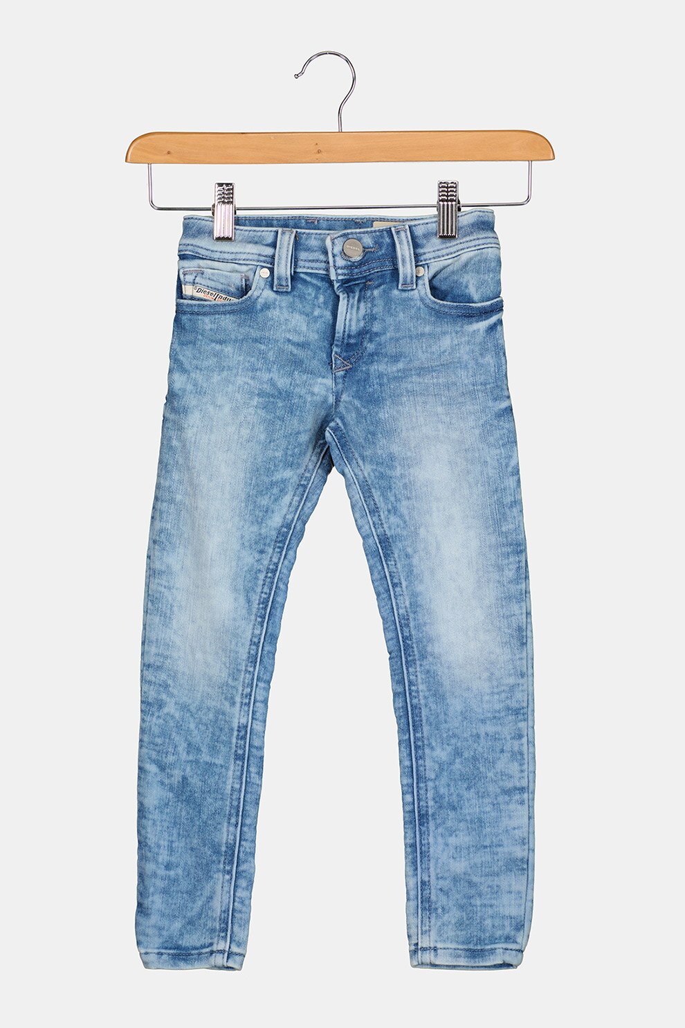 Diesel, Blugi regular fit cu aspect decolorat, Albastru deschis