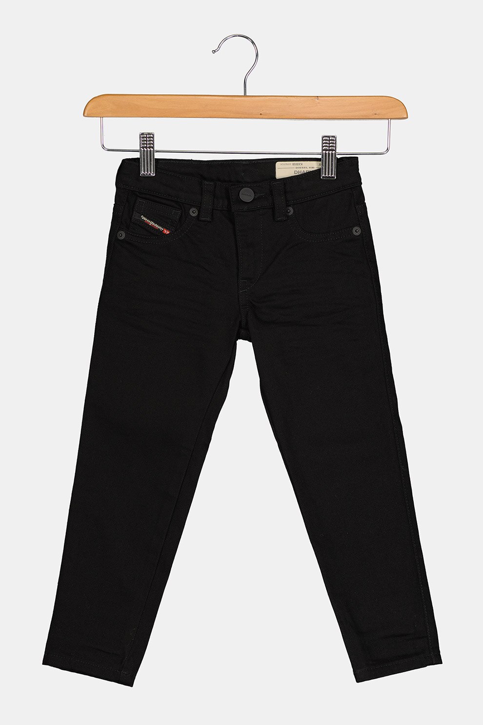 Diesel, Blugi slim fit cu aplicatie logo, Negru