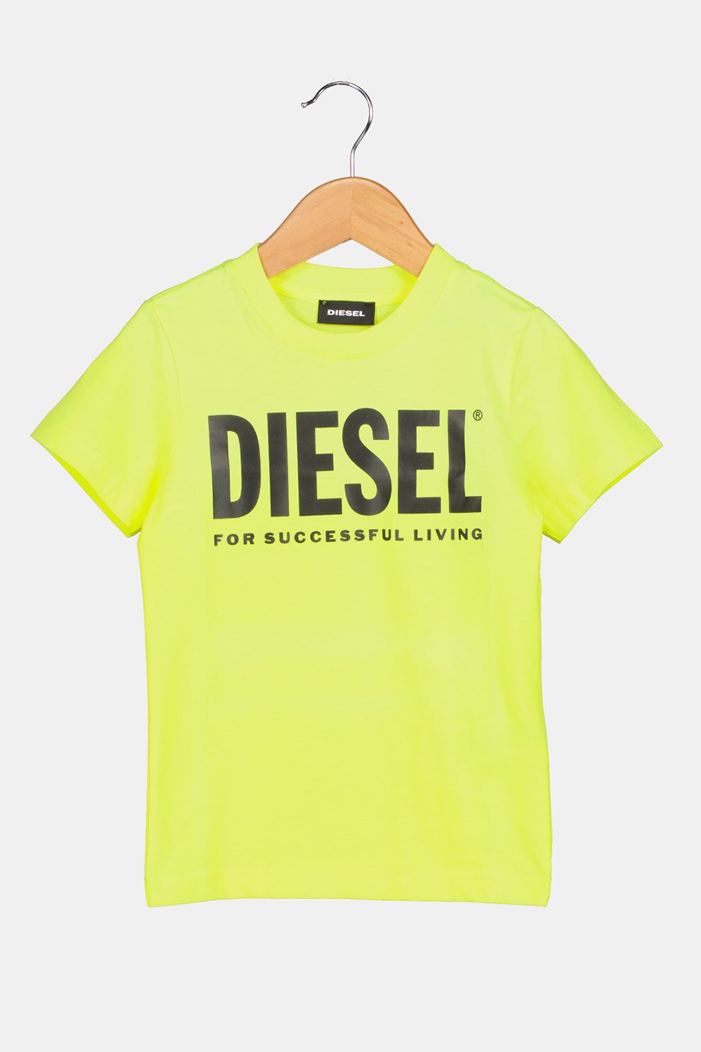 Diesel, Tricou de bumbac cu imprimeu logo, Galben neon/Negru