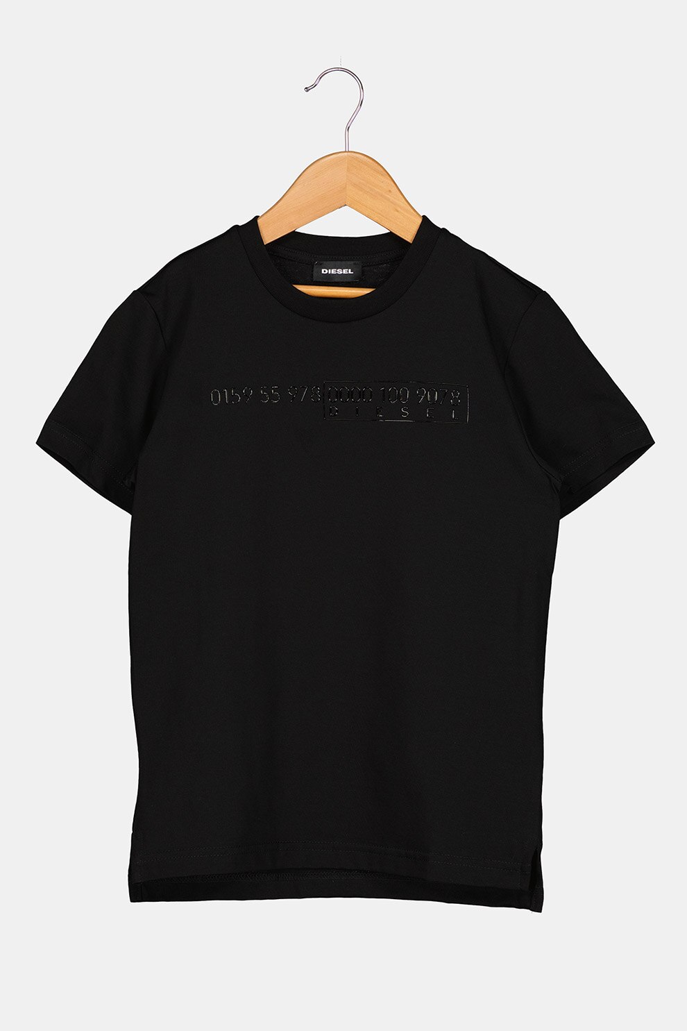 Diesel, Tricou de bumbac cu detaliu text cauciucat, Negru