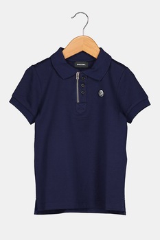 Diesel, Tricou polo de bumbac cu slituri laterale, Bleumarin Diesel, Tricou polo de bumbac cu slituri laterale, Bleumarin
