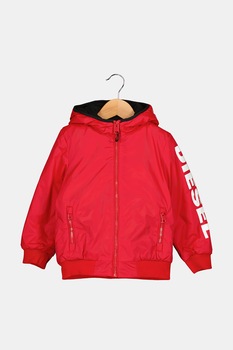 Diesel, Geaca cu vatelina si gluga, Rosu/Negru Diesel, Geaca cu vatelina si gluga, Rosu/Negru