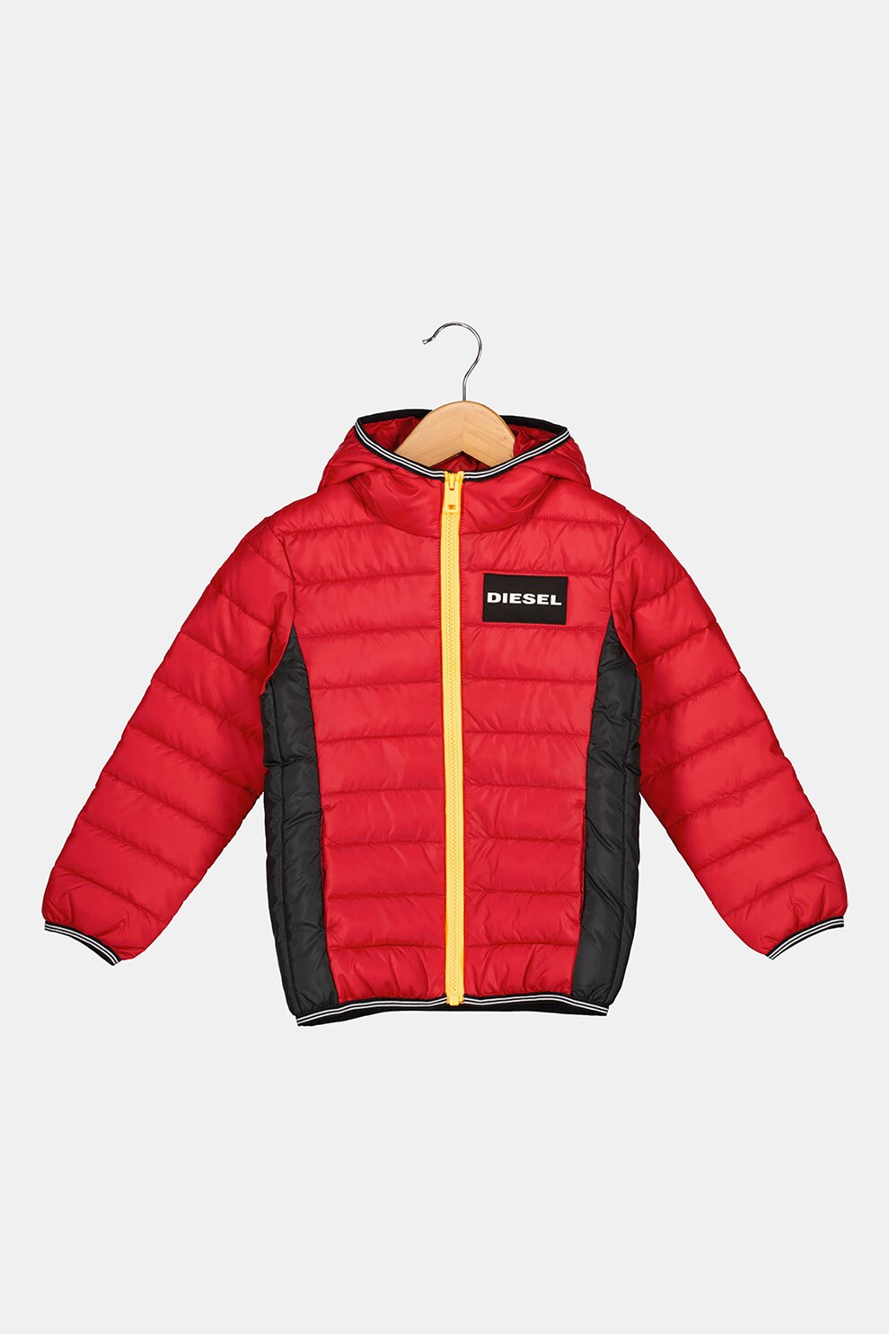 Diesel, Geaca matlasata cu gluga, Rosu/Negru