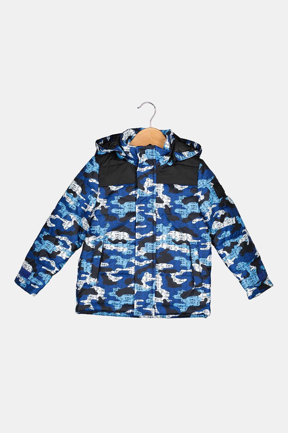 Diesel, Geaca cu imprimeu camuflaj, Negru/Albastru/Alb