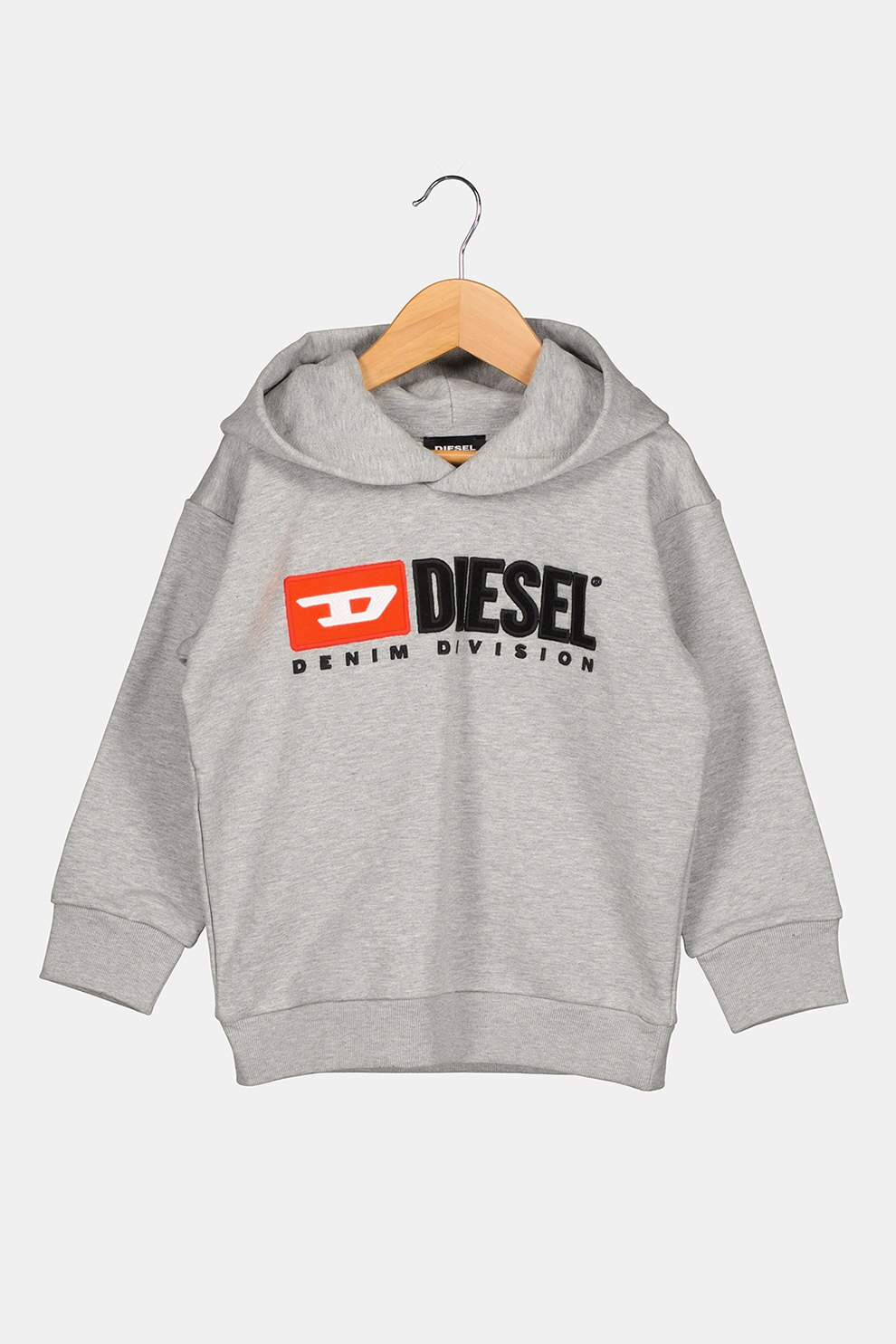 Diesel, Hanorac de bumbac cu logo, Gri deschis melange/negru/rosu