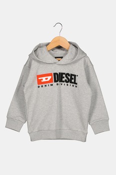 Diesel, Hanorac de bumbac cu logo, Gri deschis melange/negru/rosu Diesel, Hanorac de bumbac cu logo, Gri deschis melange/negru/rosu
