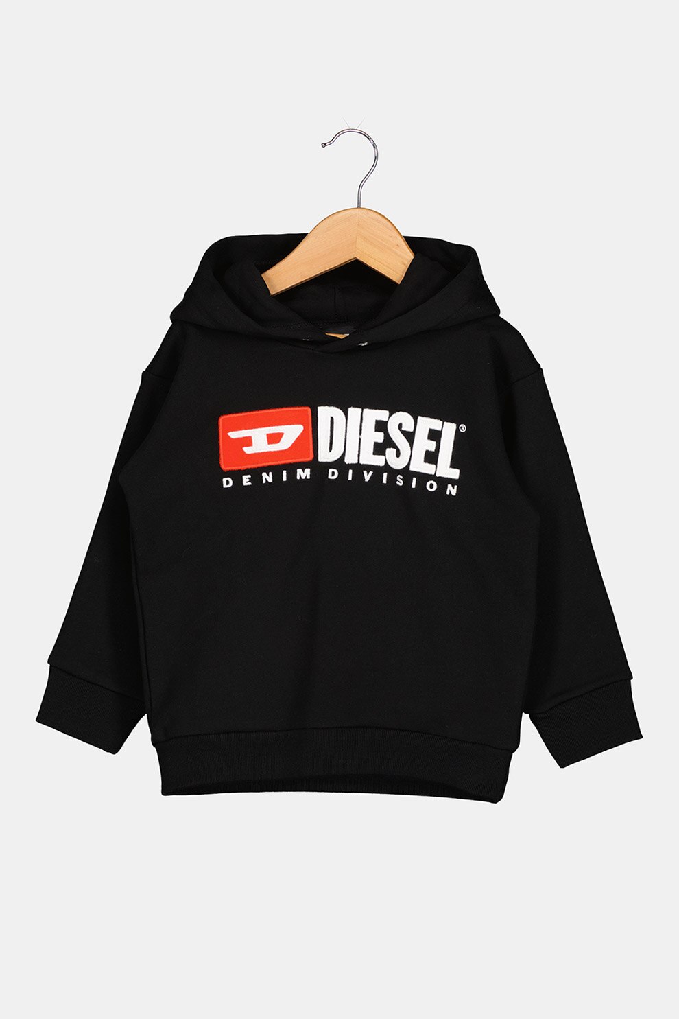 Diesel, Hanorac de bumbac cu logo, Negru/Alb