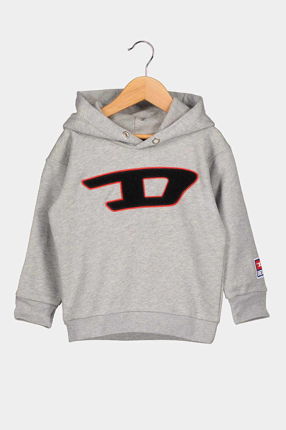 Diesel, Hanorac de bumbac cu imprimeu logo, Gri melange/Negru