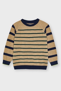 Mayoral, Pulover cu dungi si maneci raglan, Maro/Bleumarin Mayoral, Pulover cu dungi si maneci raglan, Maro/Bleumarin