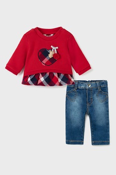 Mayoral, Set de bluza si blugi, Albastru inchis/Rosu/Alb Mayoral, Set de bluza si blugi, Albastru inchis/Rosu/Alb