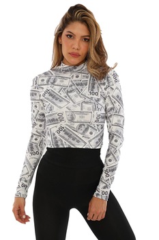 Bluza scurta Bella, Alb/Negru Bluza scurta Bella, Alb/Negru