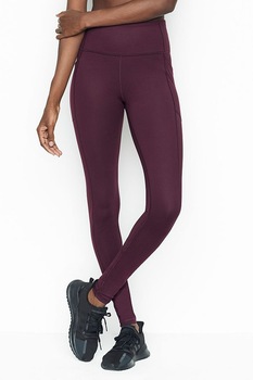 Colanti VICTORIA'S SECRET cu talie inalta dubla modelatoare, buzunar lateral si Logo, Incredible Essential Lace-Up, Mov/Burgundy, Marimea M Colanti VICTORIA'S SECRET cu talie inalta dubla modelatoare, buzunar lateral si Logo, Incredible Essential Lace-Up, Mov/Burgundy, Marimea M