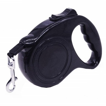 Lesa retractabila 5 m Pufo Puppy pentru caini de talie mica sau medie, sistem carabina cu vartej, negru Lesa retractabila 5 m Pufo Puppy pentru caini de talie mica sau medie, sistem carabina cu vartej, negru
