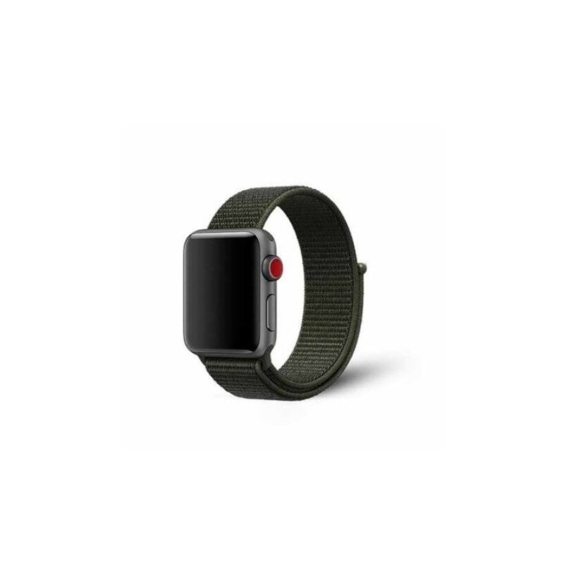 Curea pentru Apple Watch, Sport Band, Textil, compatibil cu dimensiunea 38mm, Verde militar