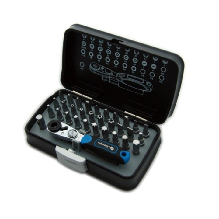 Set biti, Hogert, 1/4", cu antrenor cu clichet, 33 piese