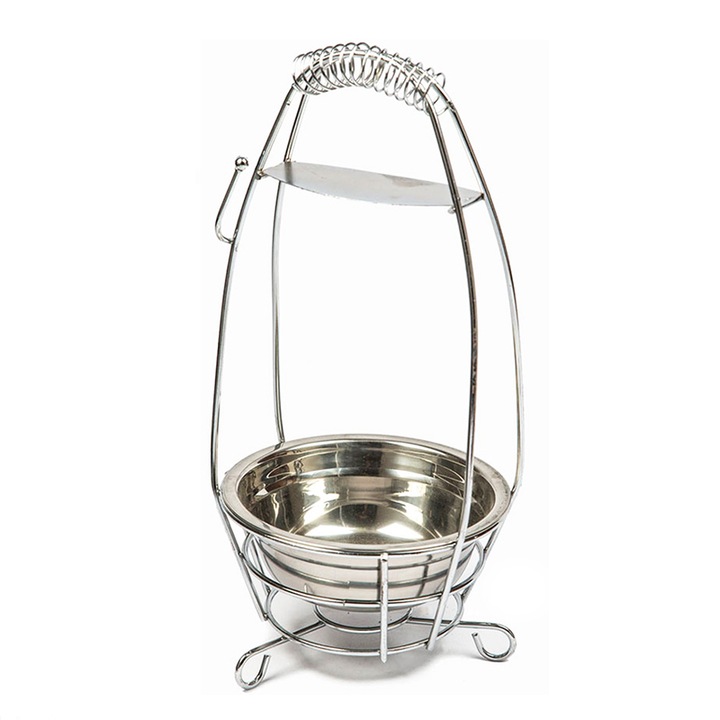 Port Carbuni Narghilea, inox, cu maner si suport pentru cleste