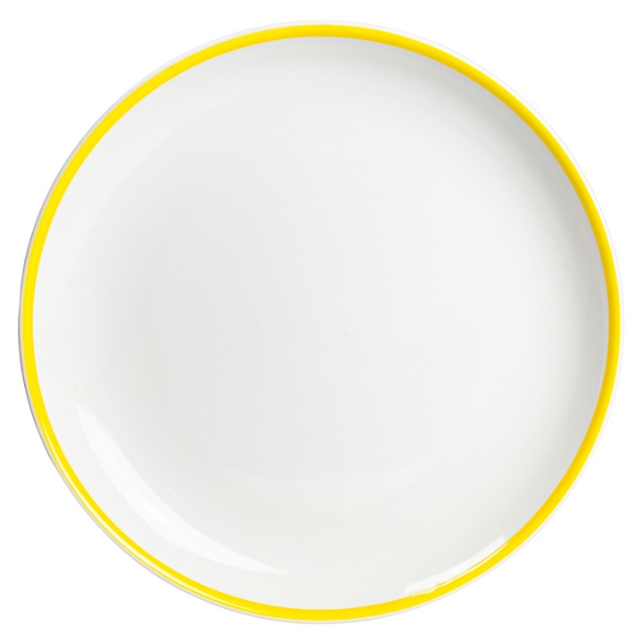 Arktik fehér sárga csíkkal díszített, 21 cm-es Cesiro deszert tányér